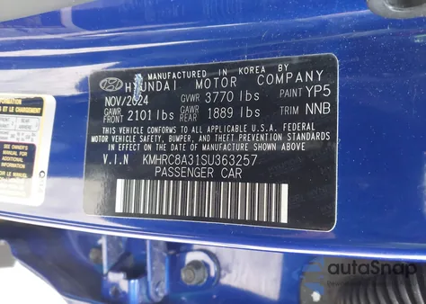 2025 Hyundai Venue Limited из США, поврежденный, VIN KMHRC8A31SU363257